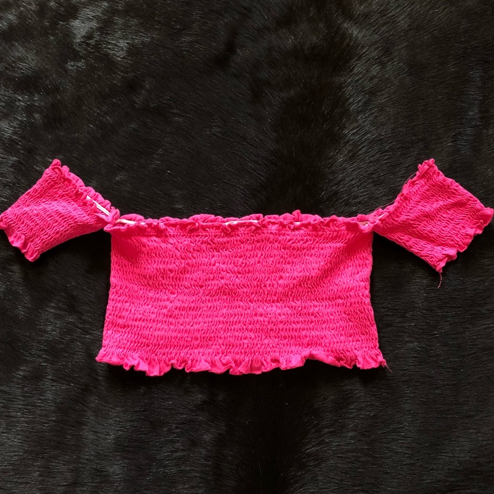 Hot Pink Off the Shoulder Crop Top